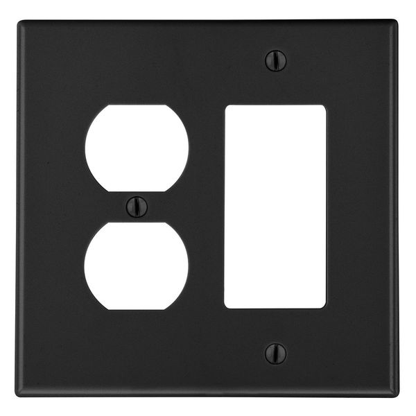 Hubbell Wiring Device-Kellems WALLPLATE, 2-G, 1) DUP 1) DEC, BK P826BK